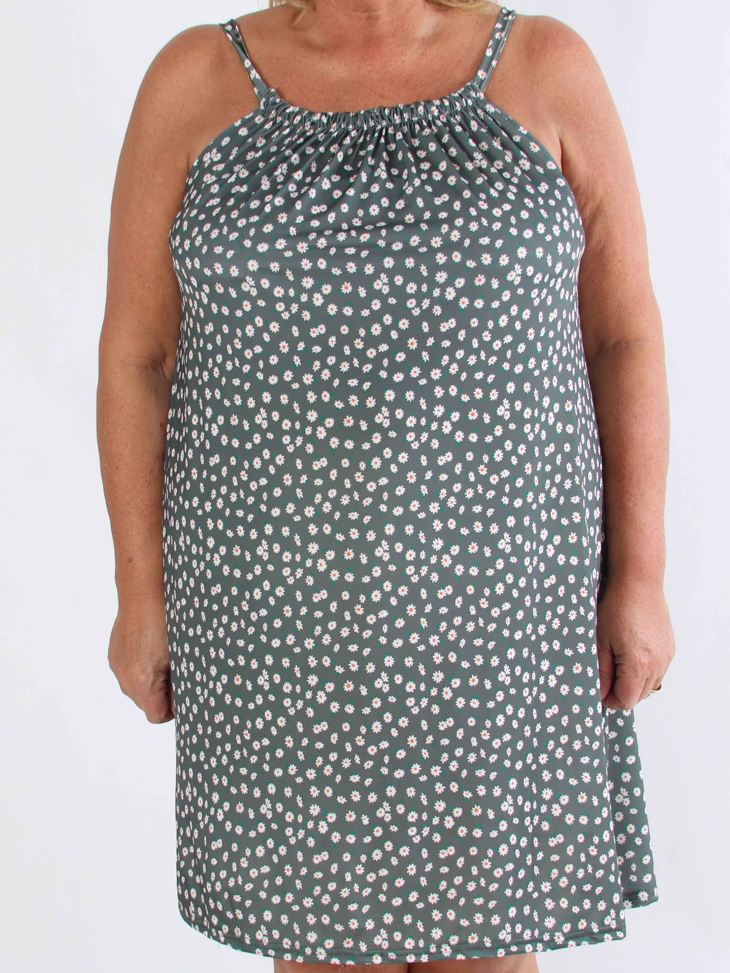 SunLove Small Flower - Elastisk plus size kjole med blomsterprint